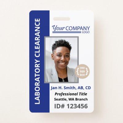 Bold Blue Logo Entry Employee Photo ID Badge