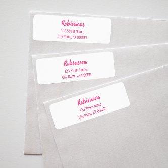 Bold Bright Pink Family Name Return Address Label