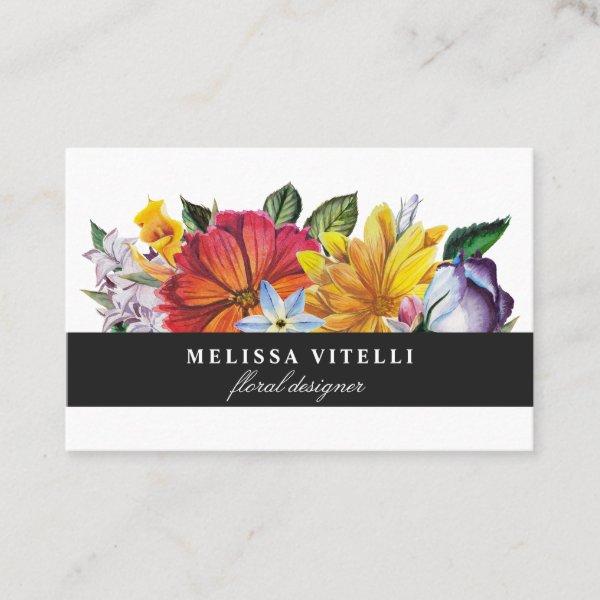 Bold Colorful Floral on White