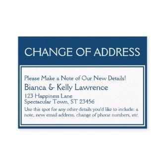 Bold Dark Blue on White Change of Address Card