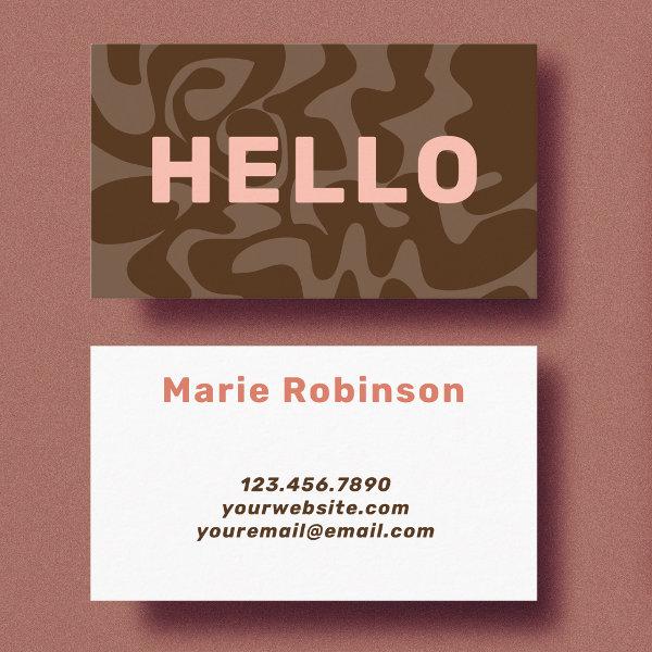 Bold Font Retro Dark Brown Blush Pink Hello