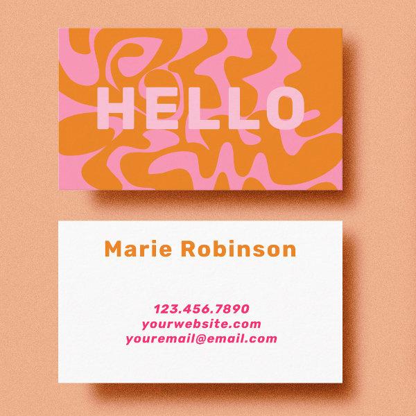 Bold Font Retro Groovy Blush Pink Hello