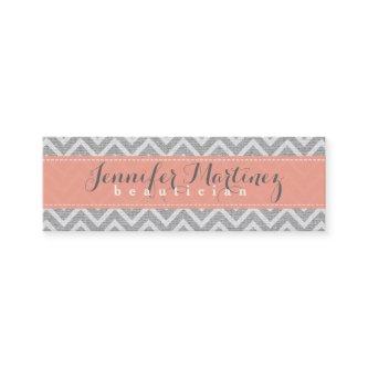 Bold Gray & Orange Chevron Pattern Linen Look Mini
