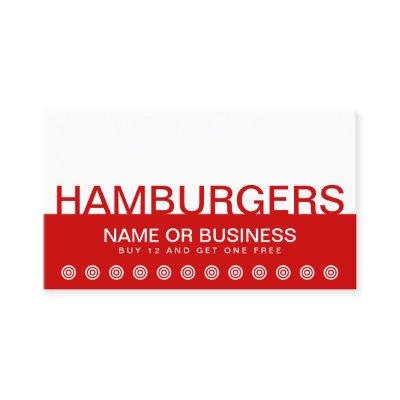 bold HAMBURGERS customer loyalty card