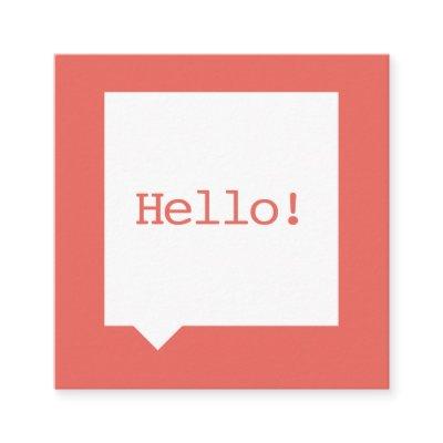 Bold Hello Social Media Speech Bubble Salmon Square