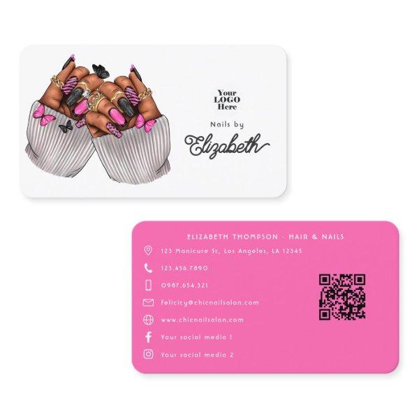 Bold Hot-Pink & Black African American Nail Salon