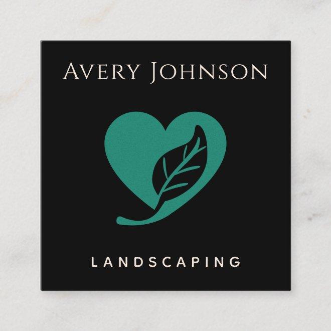 Bold & Minimal Green Leaf Heart Landscaping Lawn  Square
