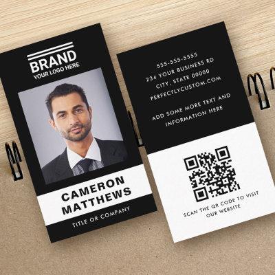 Bold modern black and white photo logo QR code