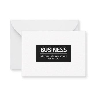 Bold Modern Brand or Business Name | Black & White Note Card
