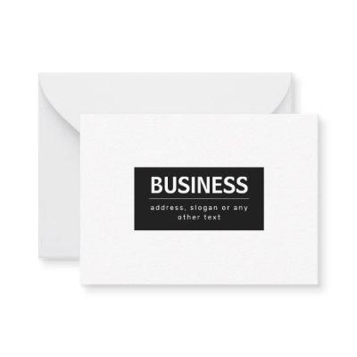 Bold Modern Brand or Business Name | Black & White Note Card