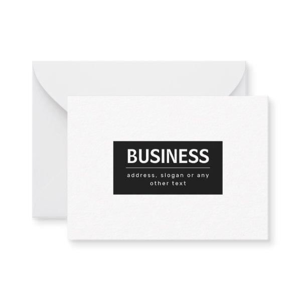 Bold Modern Brand or Business Name | Black & White Note Card