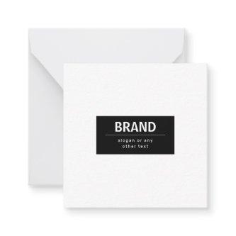 Bold Modern Brand or Business Name | Black & White Note Card
