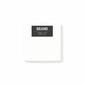 Bold Modern Brand or Business Name | Black & White Post-it Notes