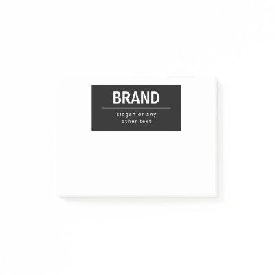 Bold Modern Brand or Business Name | Black & White Post-it Notes