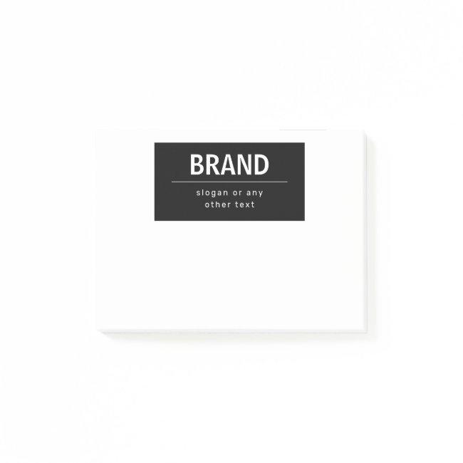 Bold Modern Brand or Business Name | Black & White Post-it Notes