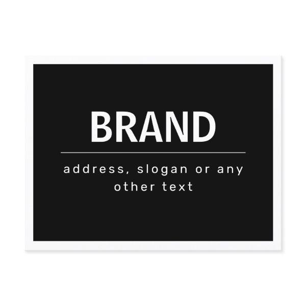 Bold Modern Brand or Business Name | Black & White Postcard