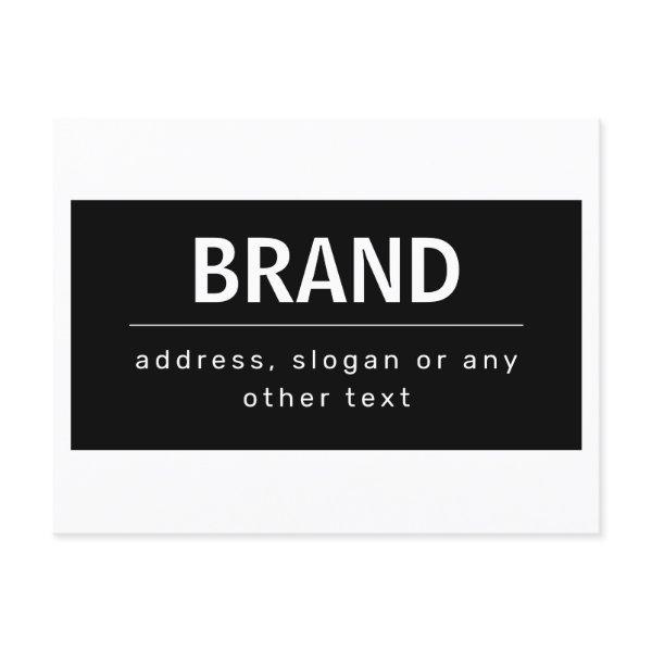 Bold Modern Brand or Business Name | Black & White Postcard