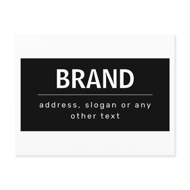 Bold Modern Brand or Business Name | Black & White Postcard
