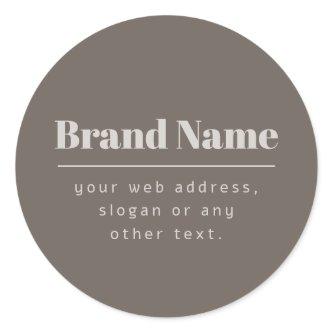 Bold Modern Dark & Light Beige Brand or Business Classic Round Sticker