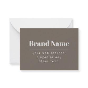 Bold Modern Dark & Light Beige Brand or Business Note Card
