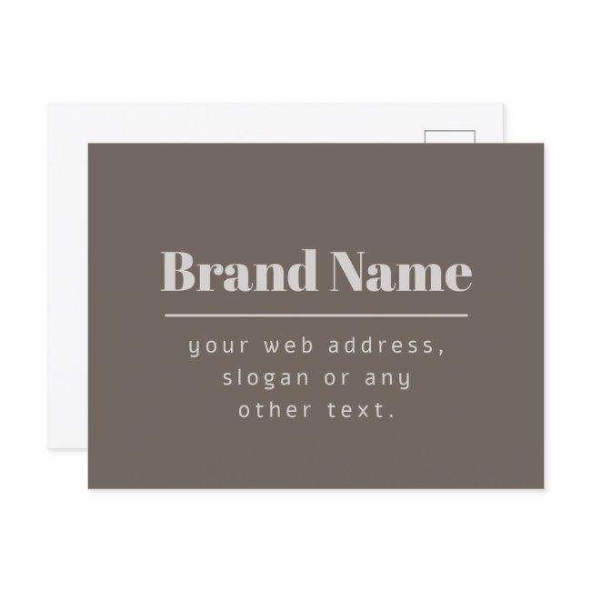 Bold Modern Dark & Light Beige Brand or Business Postcard