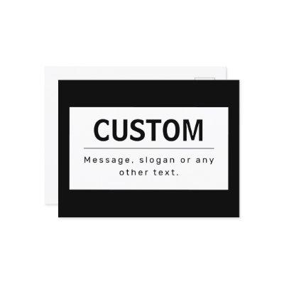 Bold Modern Editable Text | Black & White Postcard