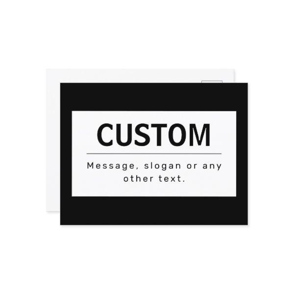 Bold Modern Editable Text | Black & White Postcard