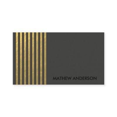 BOLD MODERN GOLD FAUX BLACK STRIPED LINE PATTERN