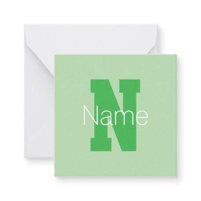 Bold Modern Monogram | Pale & Kelly Green Note Card