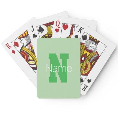 Bold Modern Monogram | Pale & Kelly Green Poker Cards
