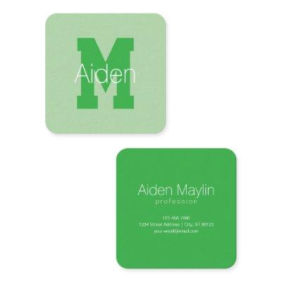 Bold Modern Monogram | Pale & Kelly Green Square