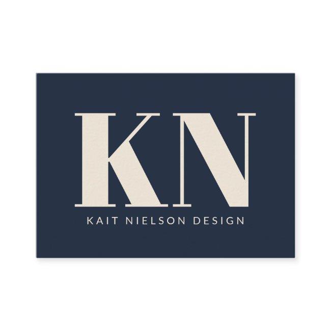 Bold Modern Monogram Professional Navy Blue