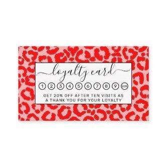 Bold Modern Red Pink Leopard Animal Print Loyalty Card