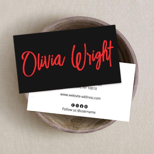 Bold Modern Red Signature Script Typography Black
