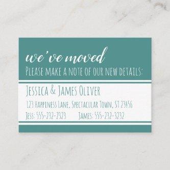 Bold, Modern We've Moved Cards in Teal and White