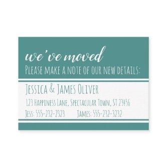 Bold, Modern We've Moved Cards in Teal and White