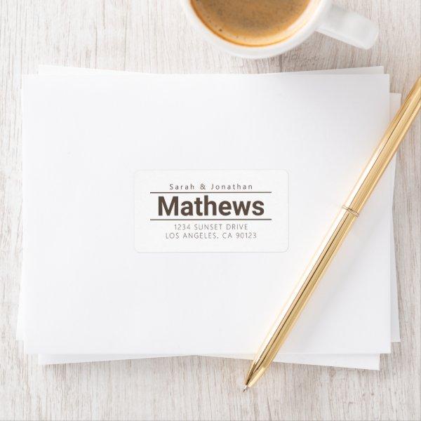 Bold Modern White & Brown Return Address Label