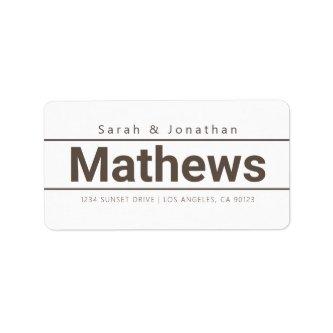 Bold Modern White & Brown Return Address Label