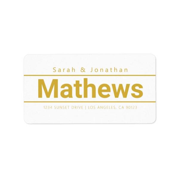 Bold Modern White & Gold Return Address Label