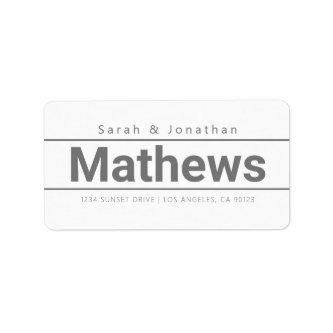 Bold Modern White & Grey Return Address Label