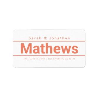 Bold Modern White & Salmon Return Address Label