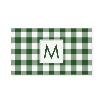 Bold Monogram Green White Buffalo Plaid Pattern