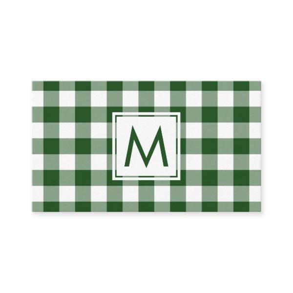 Bold Monogram Green White Buffalo Plaid Pattern