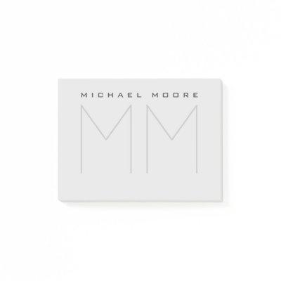 Bold Monogram Name Modern Minimalist Post-it Notes