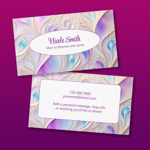 Bold Pastel and Gold Floral Personal Calling Card