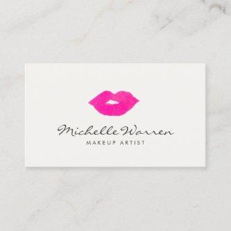 Bold Pink Lips Watercolor Makeup Artist