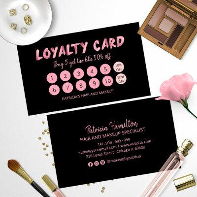 Bold Pink Makeup Artist Hair Salon 10 Loyalty Card