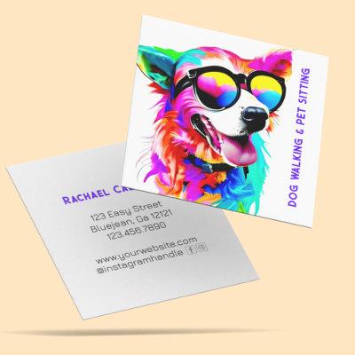 Bold Rainbow Dog Pet Sitter Dog Walker Custom Square