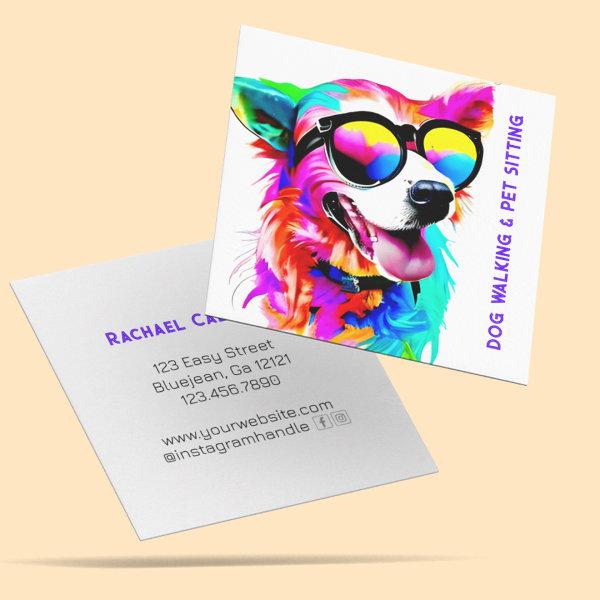 Bold Rainbow Dog Pet Sitter Dog Walker Custom Square