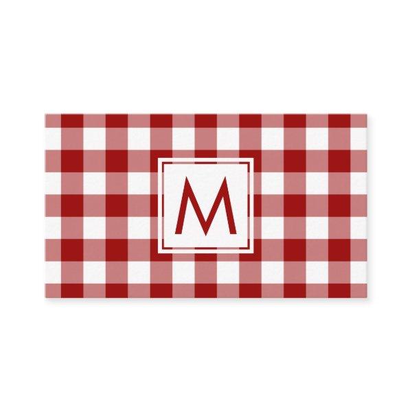 Bold Red White Buffalo Plaid Pattern Monogram